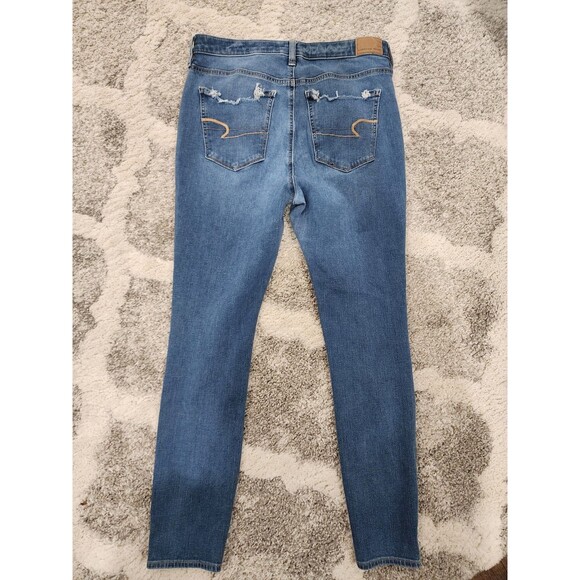 American Eagle Size 10 Med Wash Distressed Super Hi-Rise Jegging Dream Jeans - Picture 8 of 12